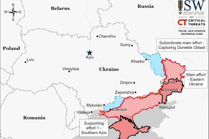 Stan wojny na Ukrainie wg ISW, stan na dzień 25 stycznia 2023 roku. Foto: ISW