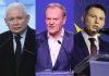 Jarosław Kaczyński, Donald Tusk oraz Sławomir Mentzen.