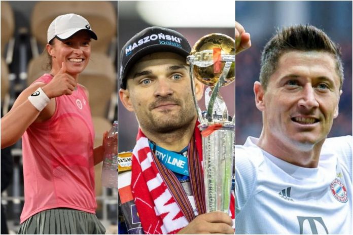 swiatek-zmarzlik-lewandowski Iga Świątek, Bartosz Zmarzlik i Robert Lewandowski. / Fot. PAP/kolaż