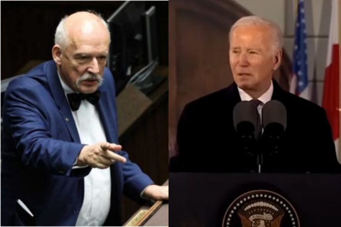 Janusz Korwin-Mikke, Joe Biden Źródło: PAP, YouTube, collage