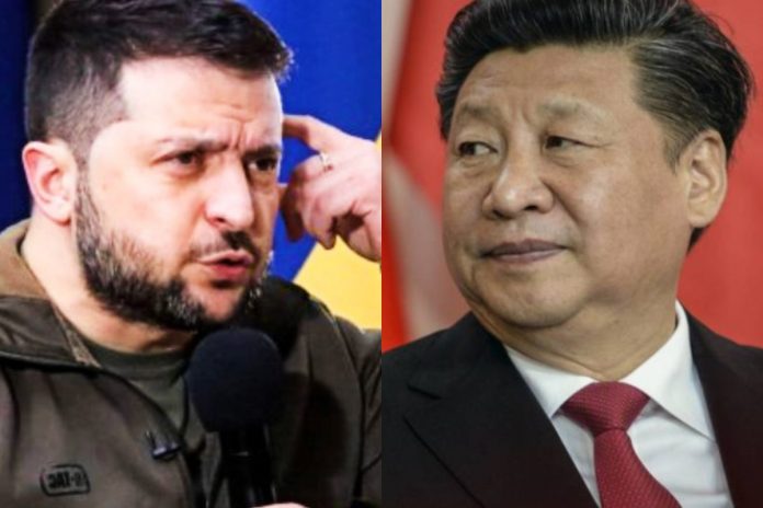 Wołodymyr Zełenski oraz Xi Jinping.
