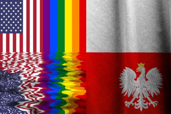 Flaga USA, LGBT i Polski Źródło: Pixabay, collage