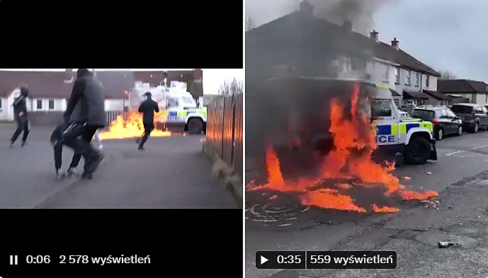 Atak na radiowóz w Derry/Londonderry. Zdjęcie: Twitter (screen)