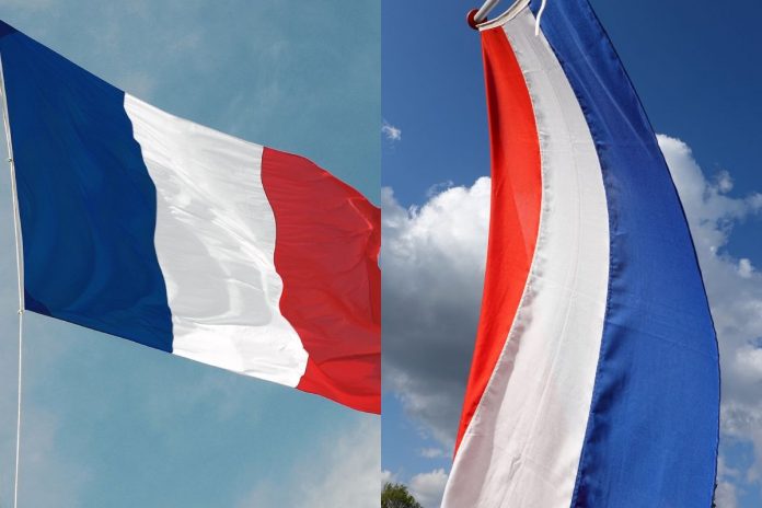 Flagi Francji i Holandii