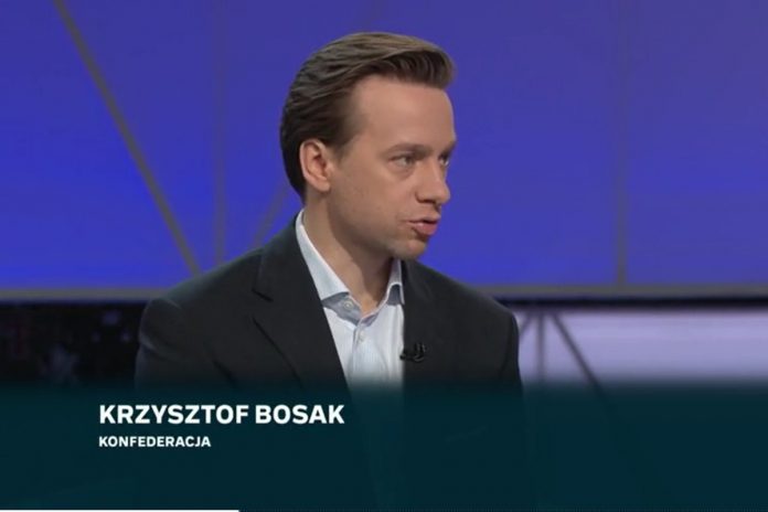 Poseł Krzysztof Bosak z Konfederacji w programie "Śniadanie Rymanowskiego". Foto: print screen Polsat news