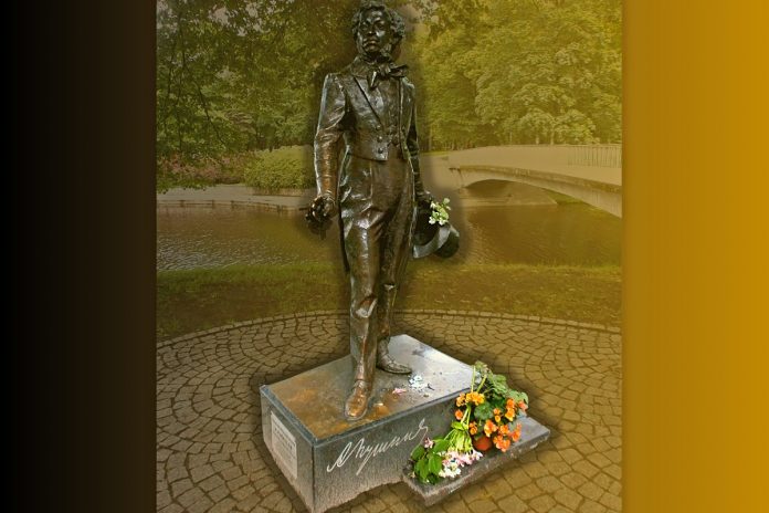 Pomnik Puszkina w Rydze. Zdjęcie: Wikipedia/Canva (kolaż)