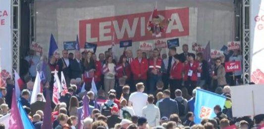 Wspólny marsz Lewicy i OPZZ pod hasłem "Godna praca - godne życie".