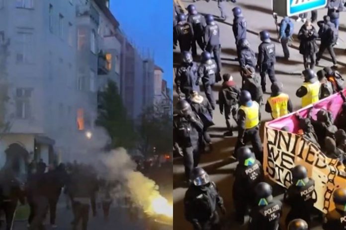 Lewicowi demonstranci zaatakowali policję w Berlinie.