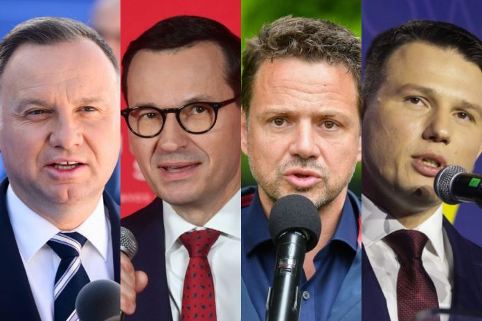 Andrzej Duda, Mateusz Morawiecki, Rafał Trzaskowski oraz Sławomir Mentzen.