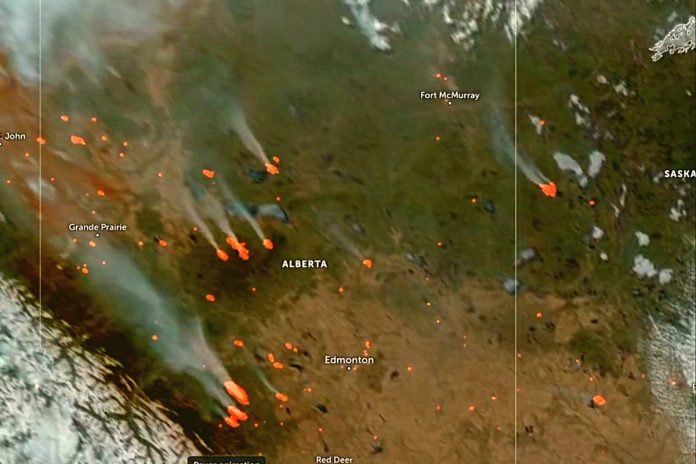 Z powodu pożarów w prowincji Alberta ogłoszono stan wyjątkowy. Zdjęcie: Twitter (screen)