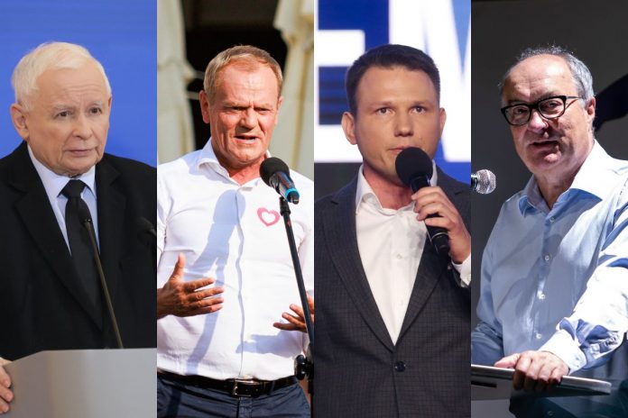 Jarosław Kaczyński, Donald Tusk, Sławomir Mentzen, Włodzimierz Czarzasty.