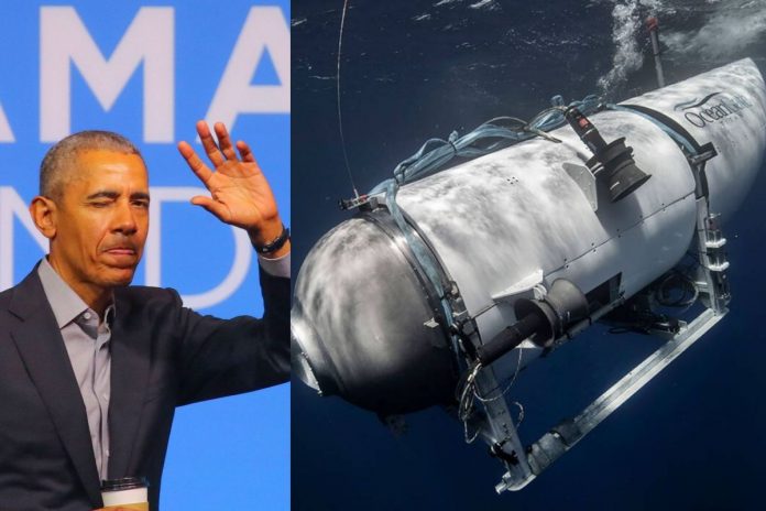 Barack Obama oraz łódź podwodna Titan.