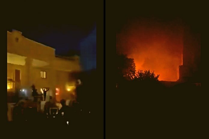 Płonąca ambasada Szwecji w Bagdadzie. Zdjęcie: Twitter (screen)