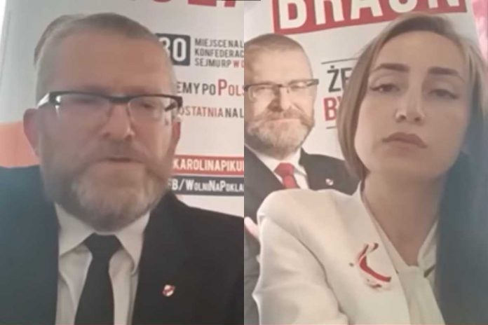 Grzegorz Braun i Karolina Pikuła / Foto: screen YouTube/Tomasz Sommer (kolaż)