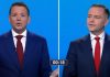 Trzaskowski i Nawrocki podczas debaty. / Fot. screen