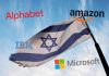 Flaga Izraela oraz logo Alphabet, Amazon, IBM oraz Microsoft. / foto: domena publiczna (kolaż)